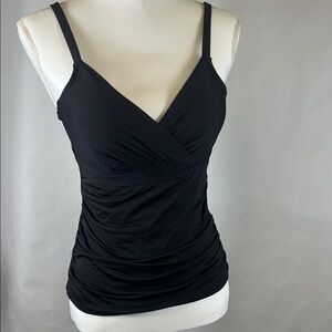 Anne Cole Drape Front Tankini Swim Top Women’s Size 32C/34B Black NWOT